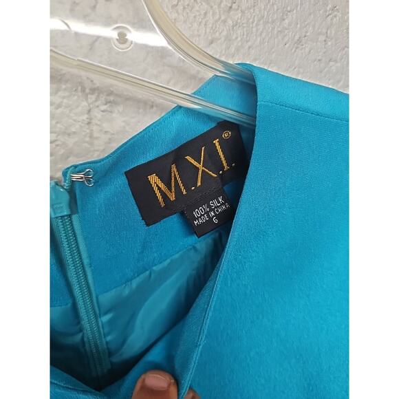 Vintage 100% Silk Womens Dress Size 6 Office Event Mature Luxury Midi M.X.I. - Picture 4 of 9